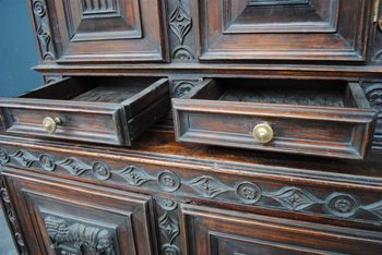Credenza Due Corpo Stretto In Noce Diciottesima Volta