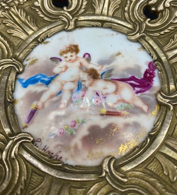 BRONZE AND PORCELAIN TRAY