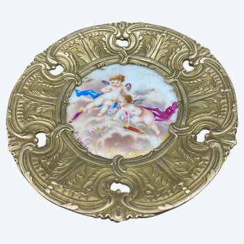 BRONZE AND PORCELAIN TRAY