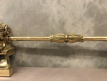 Fireplace bar, fireplace bar in bronze and brass, 19th Restoration period