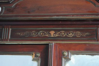 Mobiletto in stile Luigi XVI in mogano e ottone, fine Ottocento