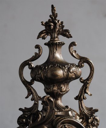 Pendule Garniture Rocaille En Bronze Argenté Style Louis XV