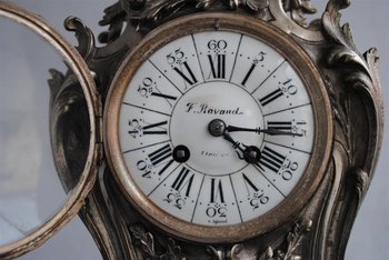 Pendule Garniture Rocaille En Bronze Argenté Style Louis XV