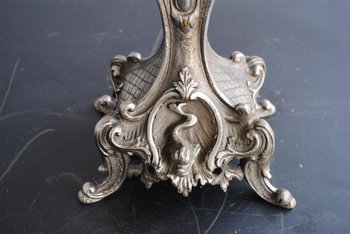 Pendule Garniture Rocaille En Bronze Argenté Style Louis XV