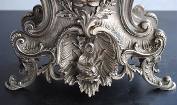 Pendule Garniture Rocaille En Bronze Argenté Style Louis XV