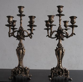 Pendule Garniture Rocaille En Bronze Argenté Style Louis XV