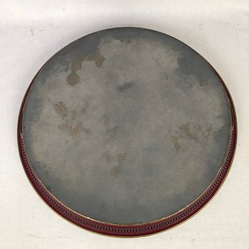 Large circular tray in painted sheet metal decorated with flowers signed, Napoleon III