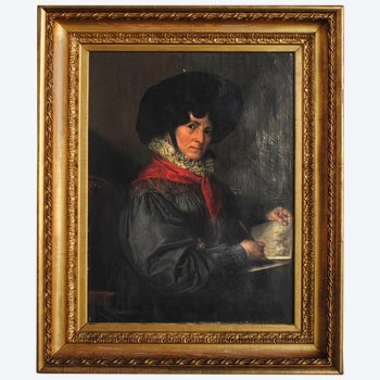 Selbstporträt eines Malers Öl auf Leinwand Empire-Zeit, im Geiste von Vigée Lebrun