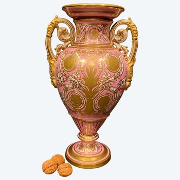 Vaso Copeland in porcellana rosa e oro