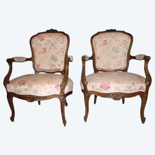 Paire De Fauteuils Louis XV 19ème