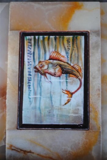Pendulum Art Deco Onyx And Portor Marble With Fish 1930