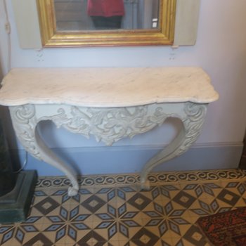 console en bois sculpté peint 