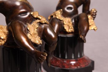 Paire De Bacchus En Bronze d'époque 19ème