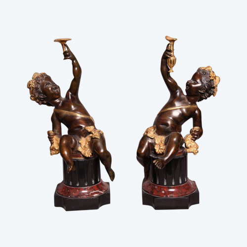 Paire De Bacchus En Bronze d'époque 19ème