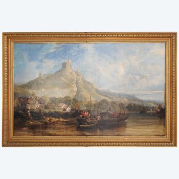 Peinture Scène Lacustre Par Héroult (1802-1853) XIXème