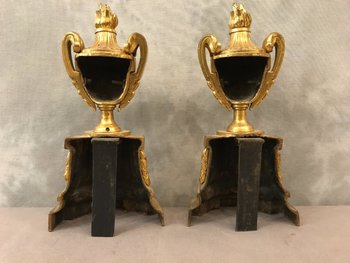 Chenets anciens En Bronze d'époqueTransition 18ème