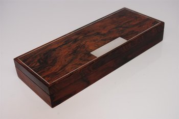 Scatola in palissandro Rio e argento 1930 di Hans Hansen