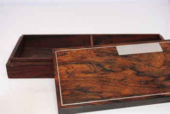 Scatola in palissandro Rio e argento 1930 di Hans Hansen