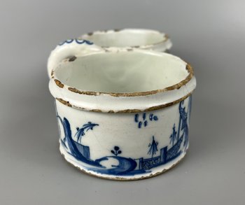 A rare mid 18thc Worcester "Gazebo" pattern coffee cup c1755-9