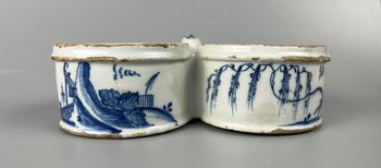 A rare mid 18thc Worcester "Gazebo" pattern coffee cup c1755-9