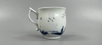 A rare mid 18thc Worcester "Gazebo" pattern coffee cup c1755-9
