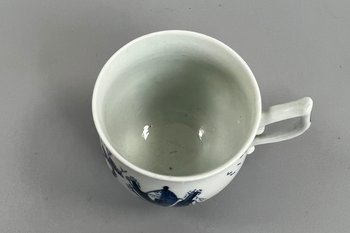 A rare mid 18thc Worcester "Gazebo" pattern coffee cup c1755-9
