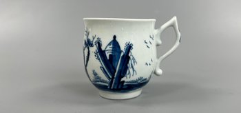 A rare mid 18thc Worcester "Gazebo" pattern coffee cup c1755-9
