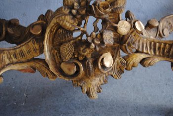 Console  Louis XV En  Bois Doré Dessus Marbre