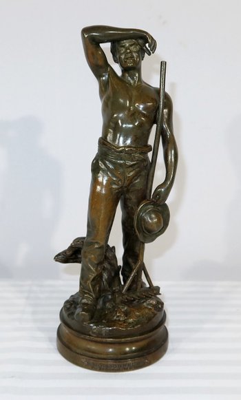 Bronzo "The Harvester" firmato E. Constant Favre - Inizio XX secolo