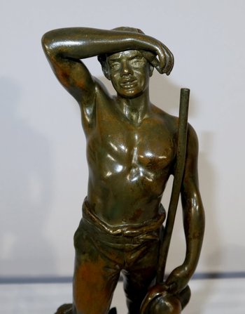 Bronzo "The Harvester" firmato E. Constant Favre - Inizio XX secolo