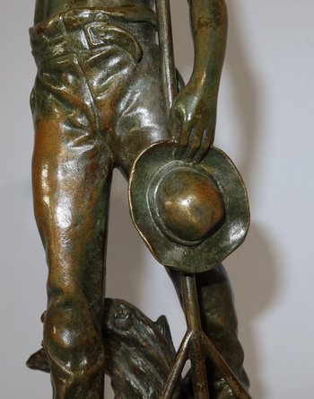 Bronzo "The Harvester" firmato E. Constant Favre - Inizio XX secolo