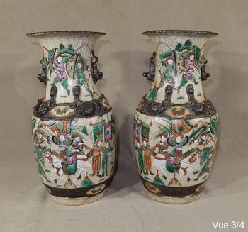 Coppia di Vasi in Porcellana di Nanjing, Cina - Fine XIX Secolo