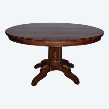 Oval Rosewood Pedestal Table, Charles X Period - Early 19th Century