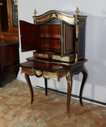 Piccolo Stipo in Intarsio Boulle, Epoca Napoleone III - Metà XIX Secolo