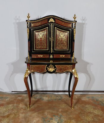Piccolo Stipo in Intarsio Boulle, Epoca Napoleone III - Metà XIX Secolo
