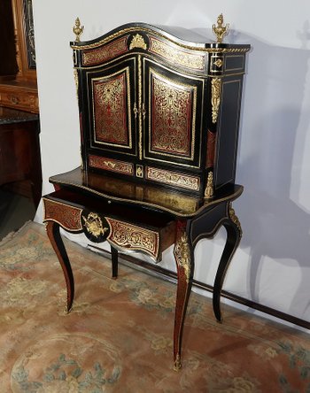 Piccolo Stipo in Intarsio Boulle, Epoca Napoleone III - Metà XIX Secolo