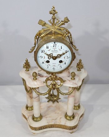 Marble and Bronze Fireplace Set, Louis XVI – 19th Style