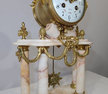 Marble and Bronze Fireplace Set, Louis XVI – 19th Style