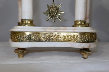 Marble and Bronze Fireplace Set, Louis XVI – 19th Style