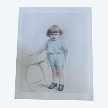 Full-length portrait / young boy Pastel 1924