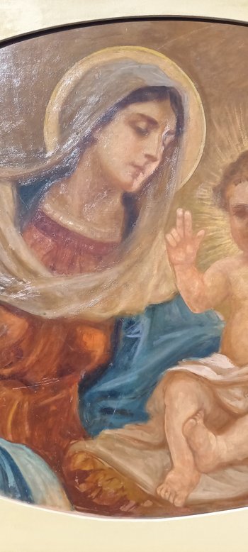 Großes dekoratives Gemälde Jungfrau und Kind / Giuseppe Mazzei XIXth