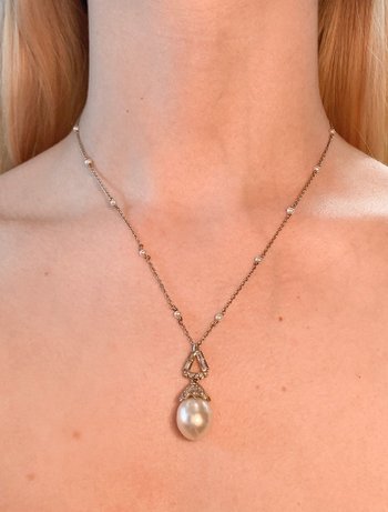 Pendentif Perle Et Diamants