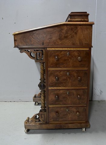 Piccola scrivania Davenport in noce, Inghilterra, epoca vittoriana - XIX secolo