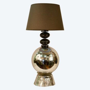 Lampe En Aluminium Et Verre Murano, Début XXIe Siècle