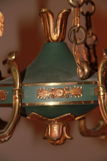 Lampadario in bronzo stile impero
