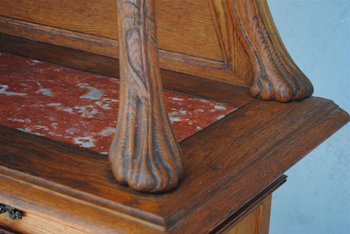 Carrello portavivande Art Nouveau in quercia con decoro Aironi