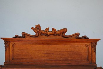 Carrello portavivande Art Nouveau in quercia con decoro Aironi