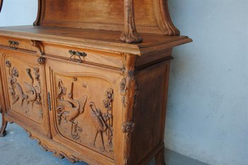 Large Two Art Nouveau Oak Body Decor Herons