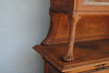 Large Two Art Nouveau Oak Body Decor Herons