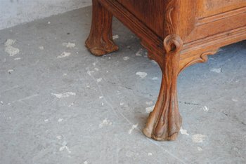 Large Two Art Nouveau Oak Body Decor Herons